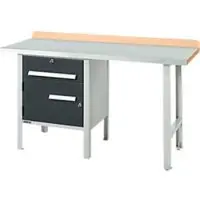 Schäfer Shop Kombiwerkbank PWi 150-2, Buche Multiplexplatte, mit Stahlabdeckung, bis 750 kg, B 1500 x T 700 x H 840 mm, Anthrazit