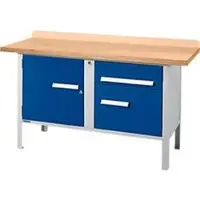 Schäfer Shop Kastenwerkbank PWi 150-3, Buche Multiplexplatte, bis 750 kg, B 1500 x T 700 x H 840 mm, Enzianblau