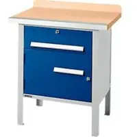 Schäfer Shop Kastenwerkbank PWi 75-0, Buche-Dekor Multiplexplatte, mit Stahlkante, bis 750 kg, B 750 x T 700 x H 840 mm