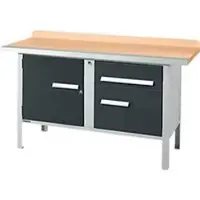Schäfer Shop Kastenwerkbank PWi 150-3, Buche Multiplexplatte, mit Stahlkante, bis 750 kg, B 1500 x T 700 x H 840 mm, Anthrazit