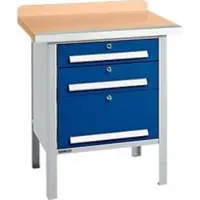 Schäfer Shop Kastenwerkbank PWi 75-7, Buche-Dekor Multiplexplatte, mit Stahlkante, bis 750 kg, B 750 x T 700 x H 840 mm
