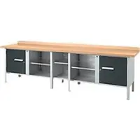 Schäfer Shop Kastenwerkbank PWi 300-1, Buche Multiplexplatte, bis 750 kg, B 3000 x T 700 x H 840 mm, Anthrazit