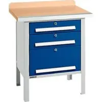 Schäfer Shop Kastenwerkbank PWi 75-7, Buche-Dekor Multiplexplatte, mit Stahlkante, bis 750 kg, B 750 x T 700 x H 840 mm