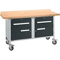 Schäfer Shop Mobile Werkbank PWi 150-0, Buche Multiplexplatte, bis 400 kg, B 1500 x T 700 x H 840 mm