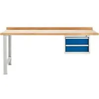Schäfer Shop Modulare Werkbank , Anbaueinheit, Buche Multiplexplatte, bis 500 kg, B 2000 x T 700 x H 840 mm, Enzianblau ral 5010
