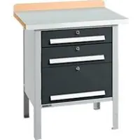 Schäfer Shop Kastenwerkbank PWi 75-7, Buche-Dekor Multiplexplatte, mit Stahlabdeckung, bis 750 kg, B 750 x T 700 x H 840 mm