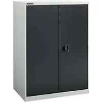 Schäfer Shop Flügeltürenschrank MS-i 12408, Stahlblech, B 800 x T 400 x H 1215 mm, 3 OH, Lichtgrau/Anthrazitgrau, bis 150 kg