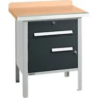 Schäfer Shop Kastenwerkbank PWi 75-0, Buche-Dekor Multiplexplatte, mit Stahlkante, bis 750 kg, B 750 x T 700 x H 840 mm