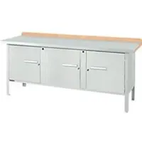 Schäfer Shop Kastenwerkbank PW 200-3, Buche Multiplexplatte, mit Stahlabdeckung, bis 750 kg, B 2000 x T 700 x H 840 mm, Lichtgrau