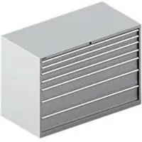 Schäfer Shop Schubladenschrank WSK 78–36 E, Stahl, 7 Schübe, 75 kg Traglast, B 1431 mm x T 725 mm x H 1000 mm, weißalu/weißalu
