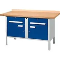 Schäfer Shop Kastenwerkbank PWi 150-0, Buche Multiplexplatte, bis 750 kg, B 1500 x T 700 x H 840 mm, Enzianblau