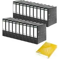 Schäfer Shop Ordner, schwarz, DIN A4, 80 mm, 20 Stück + GRATIS Kopierpapier