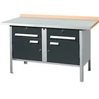 Schäfer Shop Kastenwerkbank PWi 150-0, Buche Multiplexplatte, mit Stahlabdeckung, bis 750 kg, B 1500 x T 700 x H 840 mm, Anthrazit