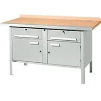 Schäfer Shop Kastenwerkbank PWi 150-0, Buche Multiplexplatte, mit Stahlkante, bis 750 kg, B 1500 x T 700 x H 840 mm, Lichtgrau