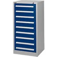 Schäfer Shop Schubladenschrank SF 90, 9 Schübe, weißaluminium RAL 9006 einzianblau RAL 5010