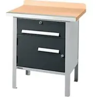 Schäfer Shop Kastenwerkbank PWi 75-0, Buche-Dekor Multiplexplatte, mit Stahlkante, bis 750 kg, B 750 x T 700 x H 840 mm