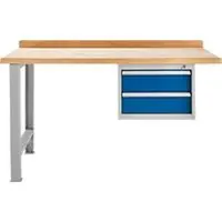 Schäfer Shop Modulare Werkbank , Anbaueinheit, Buche Multiplexplatte, bis 500 kg, B 1500 x T 700 x H 840 mm, Enzianblau ral 5010