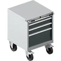 Schäfer Shop Schubladenschrank mit Rollen WSK 27-27, 4 Schübe, bis 75 kg, B 564 x T 572 x H 770 mm, weißaluminium/anthrazitgrau
