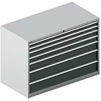 Schäfer Shop Schubladenschrank WSK 78–36 E, Stahl, 7 Schübe, 75 kg Traglast, B 1431 mm x T 725 mm x H 1000 mm, weißalu/anthrazitgrau