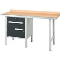 Schäfer Shop Kombiwerkbank PWi 150-2, Buche Multiplexplatte, mit Stahlkante, bis 750 kg, B 1500 x T 700 x H 840 mm, Anthrazit