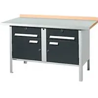 Schäfer Shop Kastenwerkbank PWi 150-0, Buche Multiplexplatte, mit Stahlabdeckung, bis 750 kg, B 1500 x T 700 x H 840 mm, Anthrazit