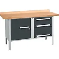 Schäfer Shop Kastenwerkbank PWi 150-7, Buche Multiplexplatte, bis 750 kg, B 1500 x T 700 x H 840 mm, Anthrazit