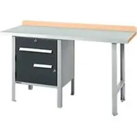 Schäfer Shop Kombiwerkbank PWi 150-2, Buche Multiplexplatte, mit Stahlabdeckung, bis 750 kg, B 1500 x T 700 x H 840 mm, Anthrazit