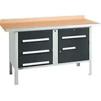 Schäfer Shop Kastenwerkbank PWi 150-5, Buche Multiplexplatte, mit Stahlkante, bis 750 kg, B 1500 x T 700 x H 840 mm, Anthrazit