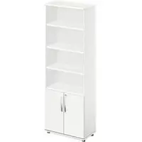 Schäfer Shop Kombischrank LOGIN, oben 4 Regale, unten 2 Ordnerhöhen mit Türen, B 800 x T 420 x H 2240 mm, weiß/weiß