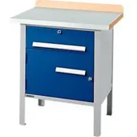 Schäfer Shop Kastenwerkbank PWi 75-0, Buche-Dekor Multiplexplatte, mit Stahlabdeckung, bis 750 kg, B 750 x T 700 x H 840 mm