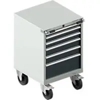 Schäfer Shop Schubladenschrank mit Rollen WSK 27-27, 6 Schübe, bis 200 kg, B 564 x T 572 x H 870 mm, lichtgrau/anthrazitgrau