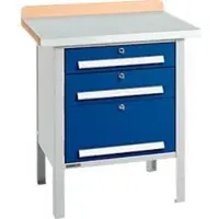 Schäfer Shop Kastenwerkbank PWi 75-7, Buche-Dekor Multiplexplatte, mit Stahlabdeckung, bis 750 kg, B 750 x T 700 x H 840 mm