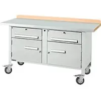 Schäfer Shop Mobile Werkbank PWi 150-0, Buche Multiplexplatte, mit Stahlabdeckung, bis 400 kg, B 1500 x T 700 x H 840 mm