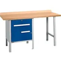 Schäfer Shop Kombiwerkbank PWi 150-2, Buche Multiplexplatte, bis 750 kg, B 1500 x T 700 x H 840 mm, Enzianblau