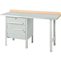 Schäfer Shop Kombiwerkbank PWi 150-2, Buche Multiplexplatte, mit Stahlabdeckung, bis 750 kg, B 1500 x T 700 x H 840 mm, Lichtgrau