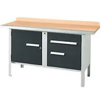 Schäfer Shop Kastenwerkbank PWi 150-3, Buche Multiplexplatte, mit Stahlkante, bis 750 kg, B 1500 x T 700 x H 840 mm, Anthrazit