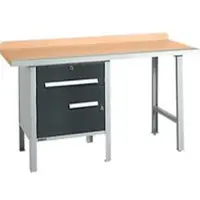 Schäfer Shop Kombiwerkbank PWi 150-2, Buche Multiplexplatte, mit Stahlkante, bis 750 kg, B 1500 x T 700 x H 840 mm, Anthrazit