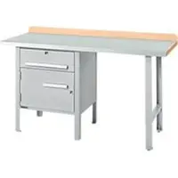 Schäfer Shop Kombiwerkbank PWi 150-2, Buche Multiplexplatte, mit Stahlabdeckung, bis 750 kg, B 1500 x T 700 x H 840 mm, Weißaluminium