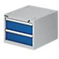 Schäfer Shop Schubladenunterbau für modulare Werkbank, Typ 2, 2 Schübe, weißaluminium RAL 9006/enzianblau RAL 5010