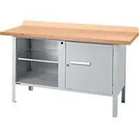 Schäfer Shop Kastenwerkbank PWi 150-1, Buche Multiplexplatte, bis 750 kg, B 1500 x T 700 x H 840 mm, Weißaluminium