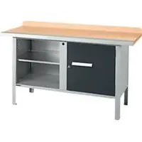 Schäfer Shop Kastenwerkbank PWi 150-1, Buche Multiplexplatte, mit Stahlkante, bis 750 kg, B 1500 x T 700 x H 840 mm, Anthrazit