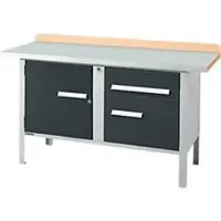 Schäfer Shop Kastenwerkbank PWi 150-3, Buche Multiplexplatte, mit Stahlabdeckung, bis 750 kg, B 1500 x T 700 x H 840 mm, Anthrazit