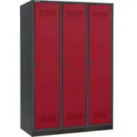 Schäfer Shop Kleiderspind mit Sockel, 3 Abteile, 400 mm Abteilbreite, Sicherheitsdrehriegelverschluss, anthrazit/rubinrot