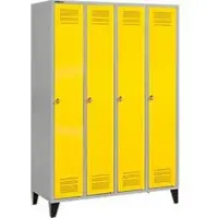Schäfer Shop Kleiderspind mit Füßen, 4 Abteile, Drehverschluss, weißaluminium/gelb