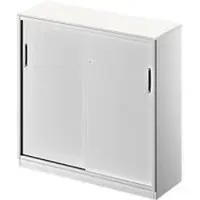 Schäfer Shop Schiebetürenschrank TETRIS SOLID, 3 OH, B 1200 x H 1170 mm, Mitteltrennwand, 19 mm Abdeckplatte, weiß/weißalu