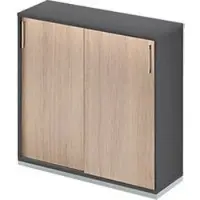 Schäfer Shop Schiebetürenschrank TETRIS WOOD, 3 OH, B 1200 mm, inkl. Stahlsockel, graphit/Eiche