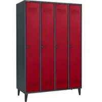 Schäfer Shop Kleiderspind mit Füßen, 4 Abteile, 300 mm Abteilbreite, Drehriegelverschluss, anthrazit/rubinrot