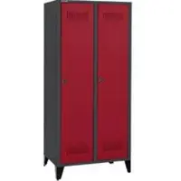 Schäfer Shop Kleiderspind mit Füßen, 2 Abteile, 400 mm Abteilbreite, Sicherheitsdrehriegelverschluss, anthrazit/rubinrot