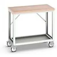 Bott Mobile Werkbank verso, Multiplex-Platte, 1 Ablageboden, mit Querstrebenset, B 1000 x T 600 x H 930 mm, RAL 7035 Lichtgrau