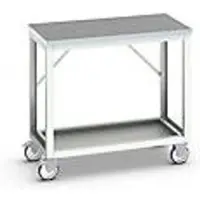 Bott Mobile Werkbank verso, Linoleum-Platte, 1 Ablageboden, mit Querstrebenset, B 1000 x T 600 x H 930 mm, RAL 7035 Lichtgrau
